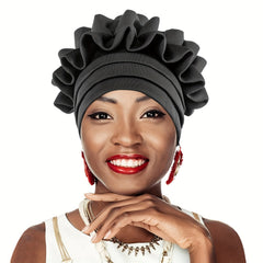 Three Layer Turban Cap Women Head Wrap Solid Casual Hijab Elastic Bandana