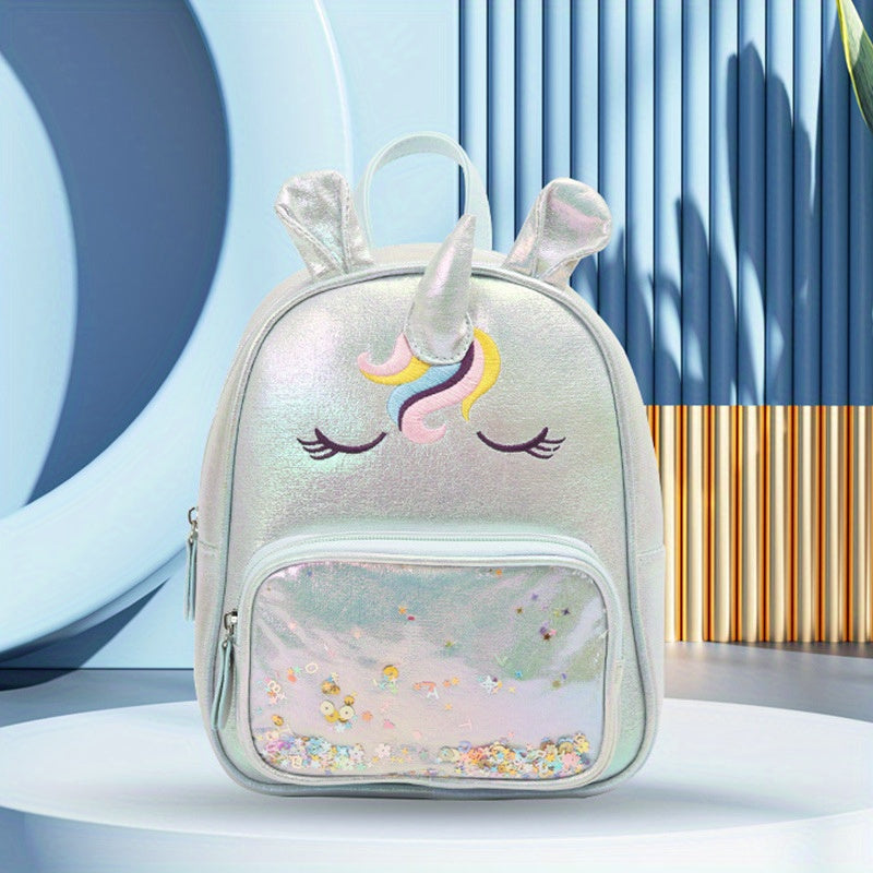 Kids Cartoon Sequins Backpack Waterproof PU Leather