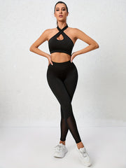 Breathable Yoga Leggings & Halter Neck Sports Top Set