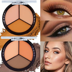 3 Colors Eyeshadow Palette Brown And Golden Matte Finish Makeup Palette