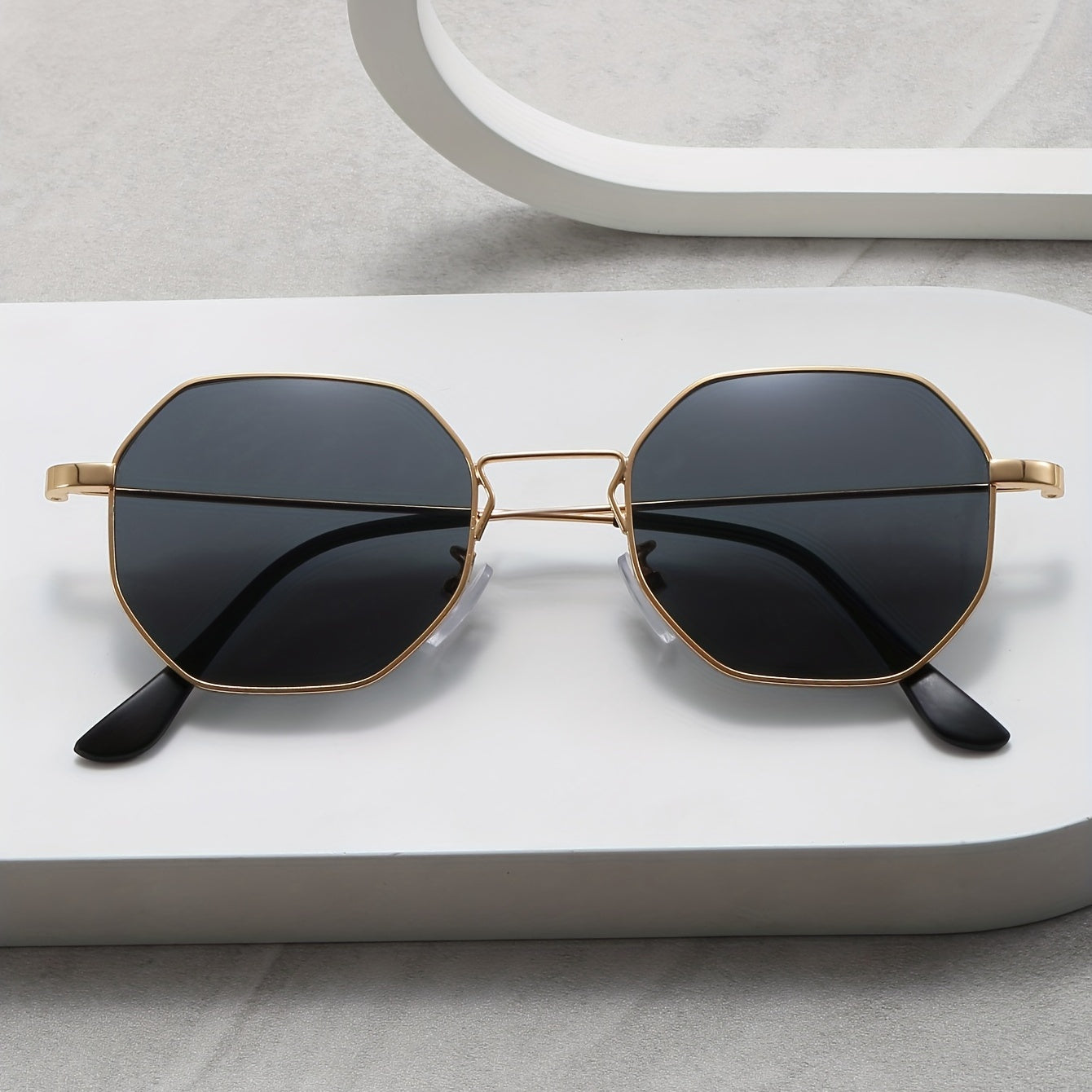Men's Vintage Polygon Frame Sunglasses Gradient UV Protection