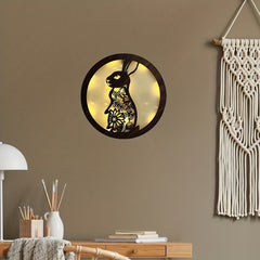 Children's Room Decoration Wall Clock LED Light Retro Wooden Sign