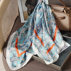 Floral Bandana Square Scarf Satin Shawl Head Wrap