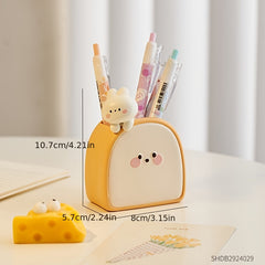 Resin Little Rabbit Tummy Time Toast Pen Holder