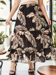 Women's Plus Tropical Print Smock Maxi Skirt