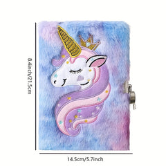 Unicorn Plush Diary Magical Journal Notebook Lock