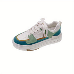Colorblock Platform Skate Shoes Lace Up Trainers