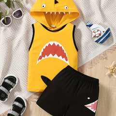Boys Shark Teeth Outfit Casual Summer Kids Clothes