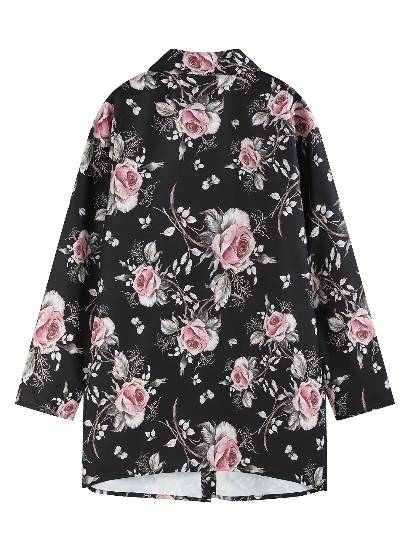 Floral Print Button Up Long Sleeve Tunic Shirt