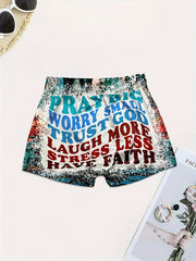 Letter Print Skinny Shorts Casual Shorts