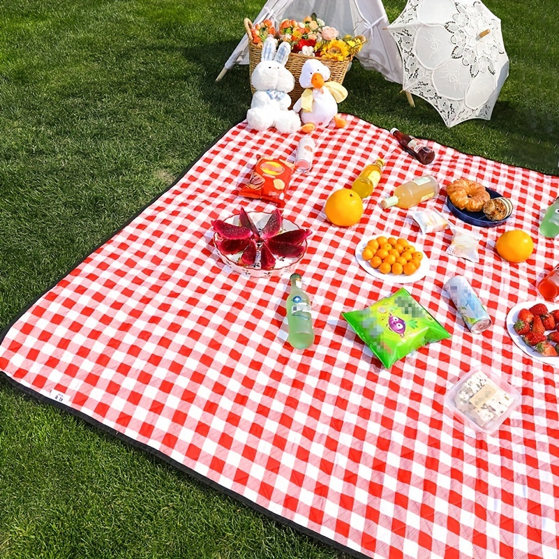Foldable Plaid Pattern Picnic Mat - Waterproof Travel Beach Mat