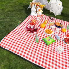 Foldable Plaid Pattern Picnic Mat - Waterproof Travel Beach Mat