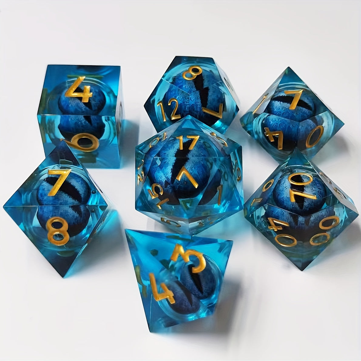 7pcs Dragon Eyes Resin Polyhedral Dice Set for RPG
