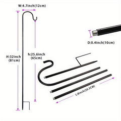 Adjustable Bird Feeder Pole w/ Detachable Hooks for Feeders, Plants & Lanterns
