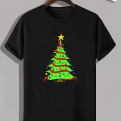 Christmas Tree Print Men's Graphic Tee Casual T-shirt