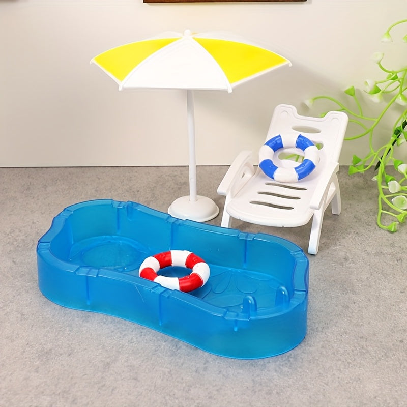 Dollhouse Swimming Pool Set Beach Chair Toy