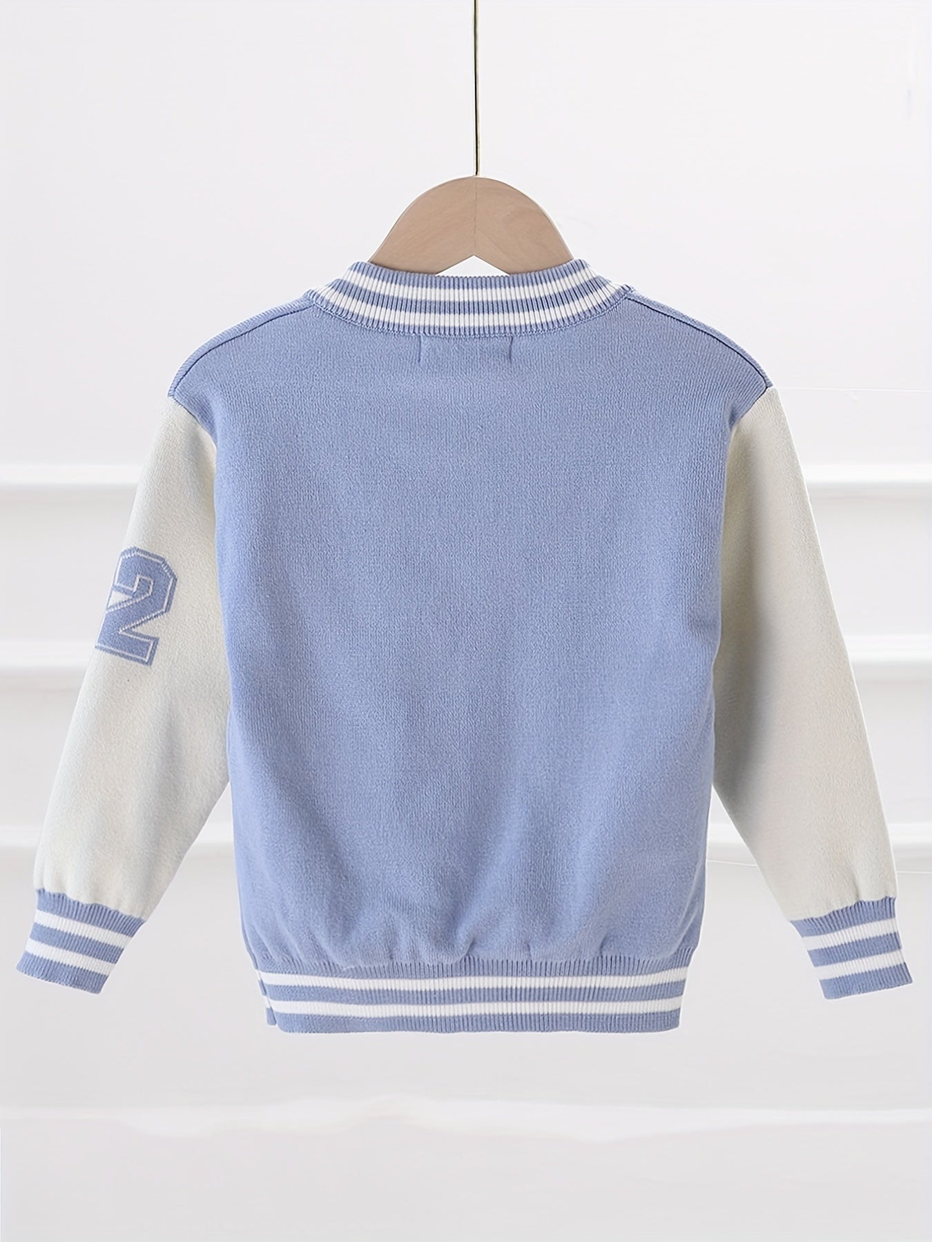 Boys Knit Baseball Collar Varsity Jacket