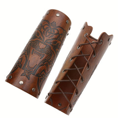 Embossed Vintage Wristband Knight Style Leather Stage Prop Wristband