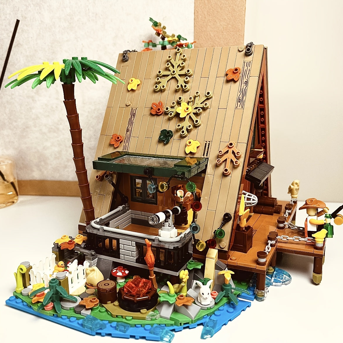 Forest Fishing Cabin Building Blocks Set Home Decor Ornament Ideal Gift for Men