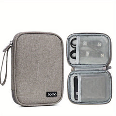 Gray Double layer Hard Disk Storage Bag Portable Clutch Organizer