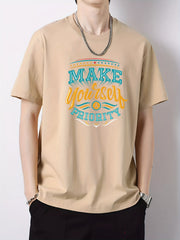 Colorful Letter Pattern Print Men's Graphic Cotton Tee