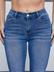 Washed Button Fly Skinny Jeans