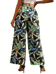 Boho Allover Print Wide Leg Pants with Tie Waist