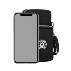 Women's Small Phone Bag with Letter Patch Zipper Cross Body Nylon Shoulder Bag