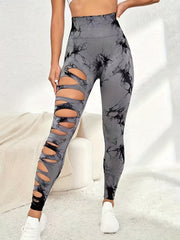 Tie Dye Fitness Pants Hollow Out Yoga Leggings