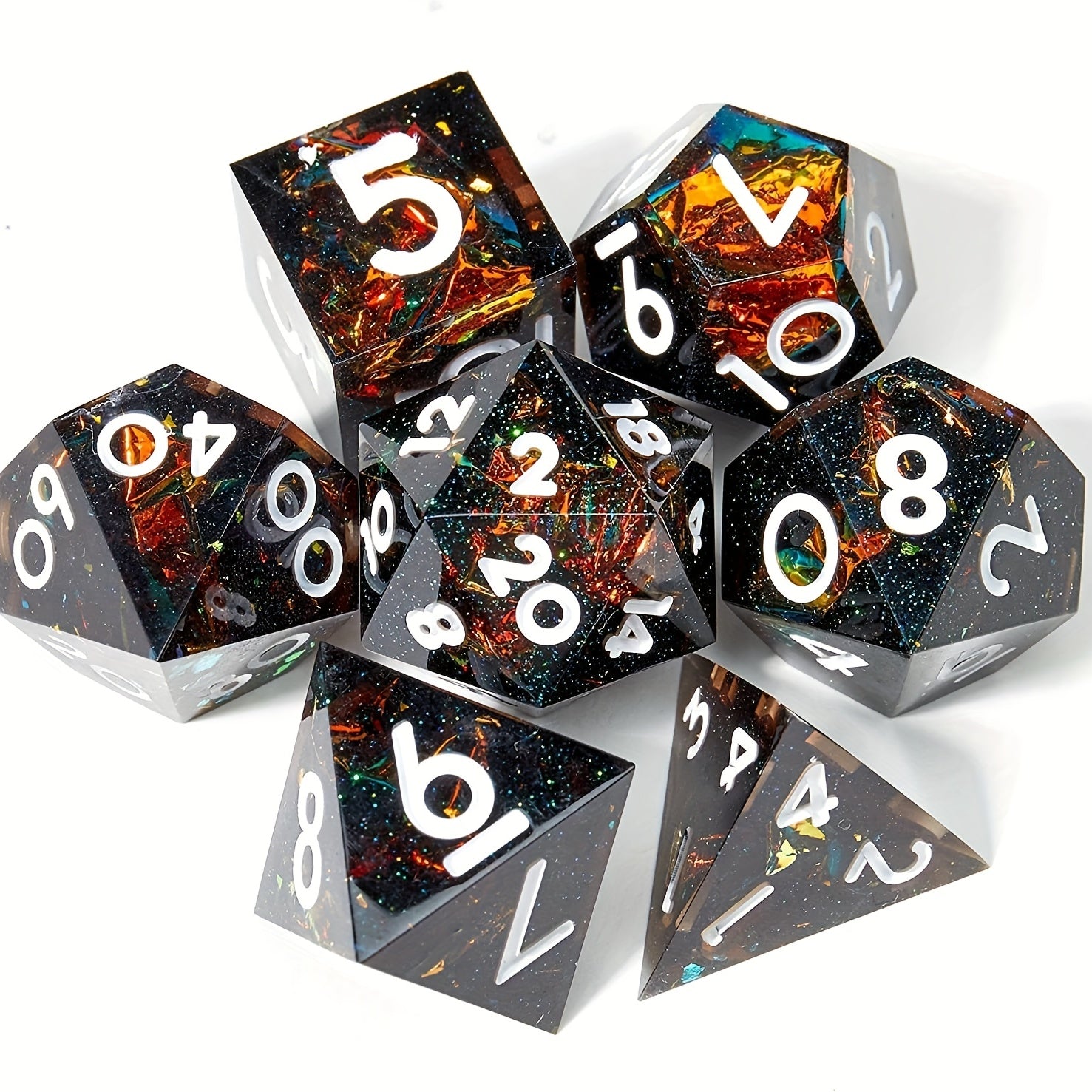 7pc Resin Polyhedral Dice Set 20 Sided Halloween Design
