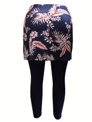 Tropical Print Tummy Control Yoga Skirted Leggings