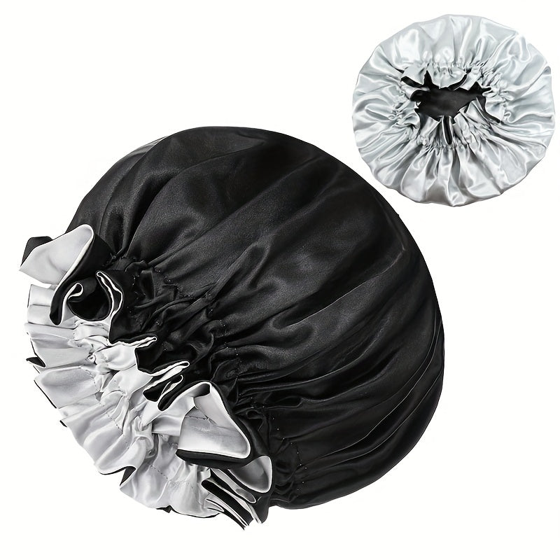 Solid Silk Satin Bonnet Elastic Night Cap for Women