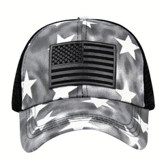 Cross Ponytail Baseball Cap Flag Grid Trucker Hat