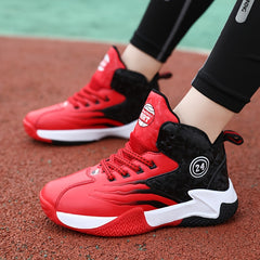 Boy's High Top Basketball Shoes Colour Block Non Slip Sneakers