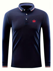 Maple Leaf Print Men's Lightweight Polo Shirt