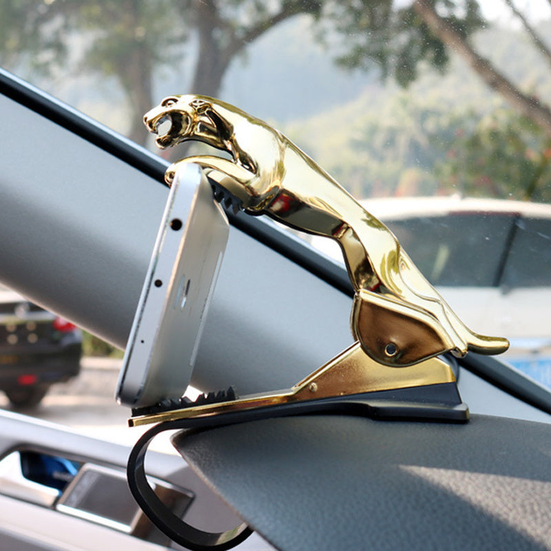 Golden Leopard Phone Holder Car Dashboard Mount 360 Rotation Retractable Stand