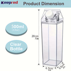 Red Square Water Bottle Large Capacity Portable Transparent for Sports Camping