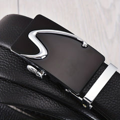 Men's Leather Belt with Automatic Buckle