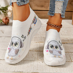 Cartoon Eagle Graphic Mesh Slip-on Shoes for Women