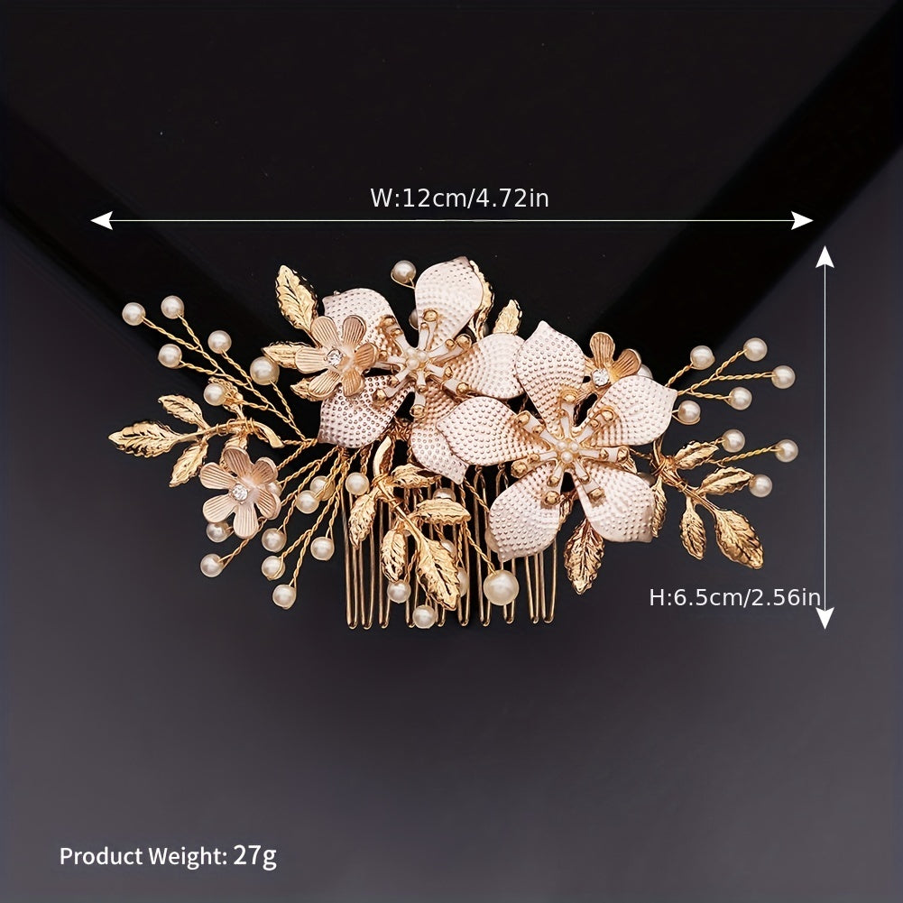 Flower & Pearl Hair Comb Bridal Wedding Headwear