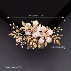 Flower & Pearl Hair Comb Bridal Wedding Headwear