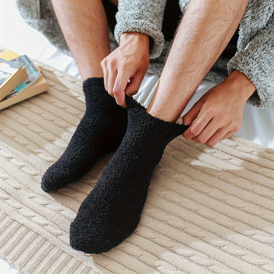Winter Fleece Socks Men's Women's Warm Solid Soft Floor Socks
