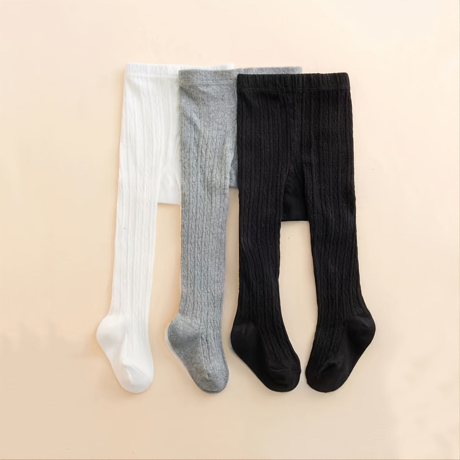Baby Girls Thick Knit Leggings Socks Solid Cotton Pantyhose