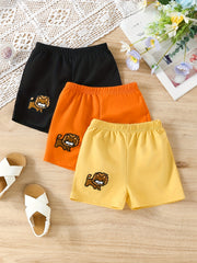 3pcs Lion Pattern Kids Shorts Elastic Waist Toddler Baby Girls