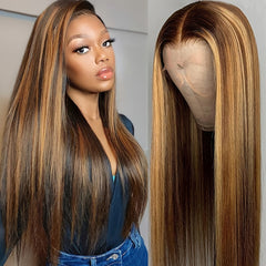 27 Colored Straight Hair Wigs 13x4 Lace Front Human Hair Ombre Lace Frontal Wigs