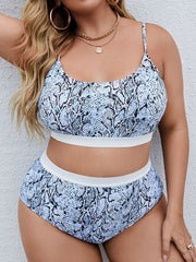 Snake Skin Print Bikini Set Plus Size High Stretch Swimsuit 2pcs