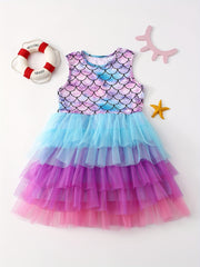 Girls Mermaid Dress Princess Pageant Gown Christmas Birthday Party Dress