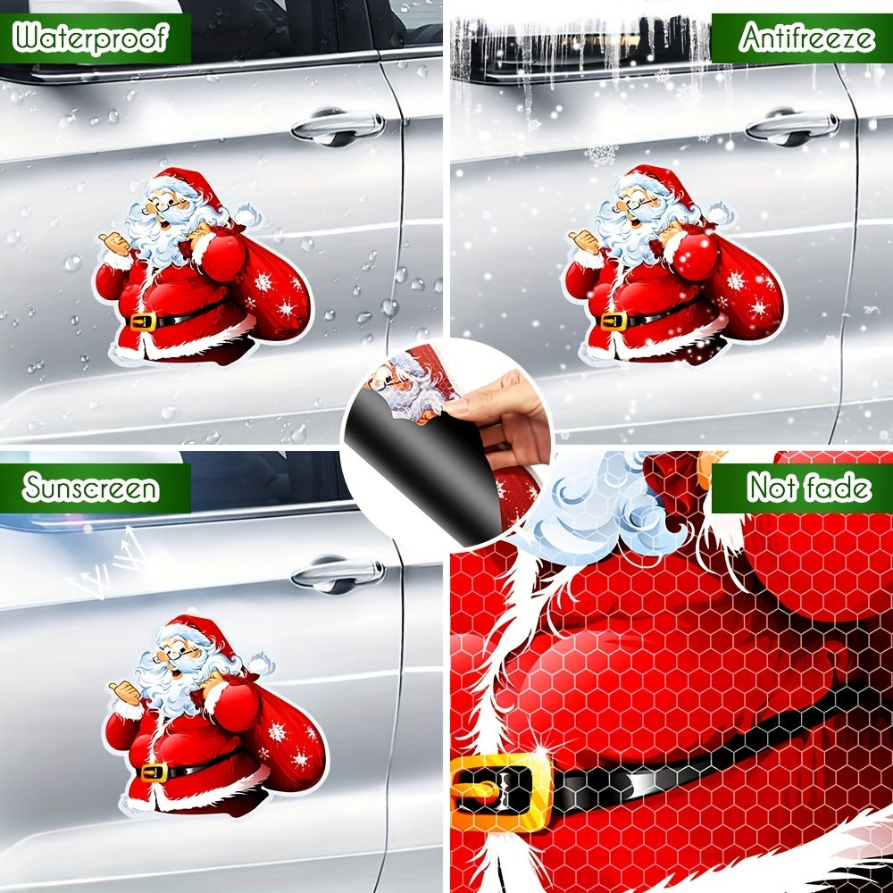 2pcs Santa Claus Christmas Decorations Reflective Sticker
