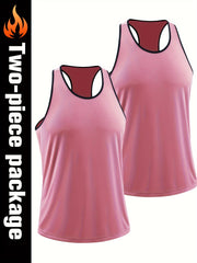 Men's Letter Print Tank Top Quick Dry Stretch Breathable Sleeveless Shirt