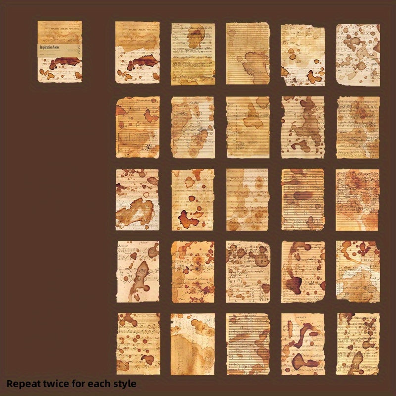 50pcs Burnt Special Paper Inspiration Notes Pocket Stickers